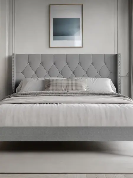 Favorer Cicero Tufted Upholstered Wingback Panel Bed, Box Spring Require, Comfortable and Stylish Design King Size Four Sturdy Legs