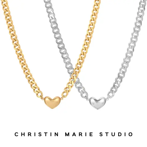 Havana Heart (Puff Heart Cuban) Necklace
