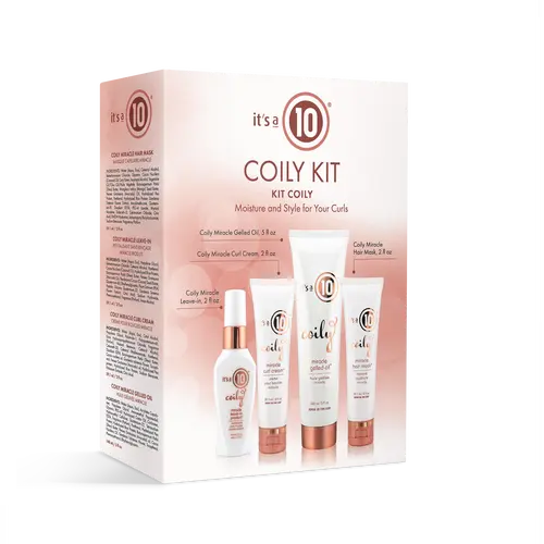 It's a 10 Haircare Miracle Coily Trial Kit - Includes Conditioner, Shampoo, Gel & Cream for Coily & Curly Hair Types