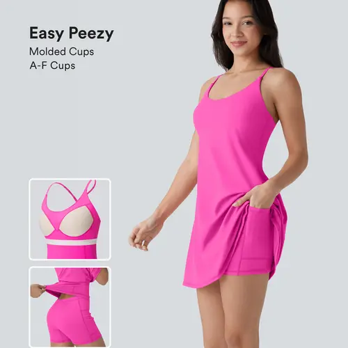 Halara Softlyzero Plush Molded Cups Adjustable Strap Backless Dance Active Dress-Easy Peezy Edition #BackToSchool