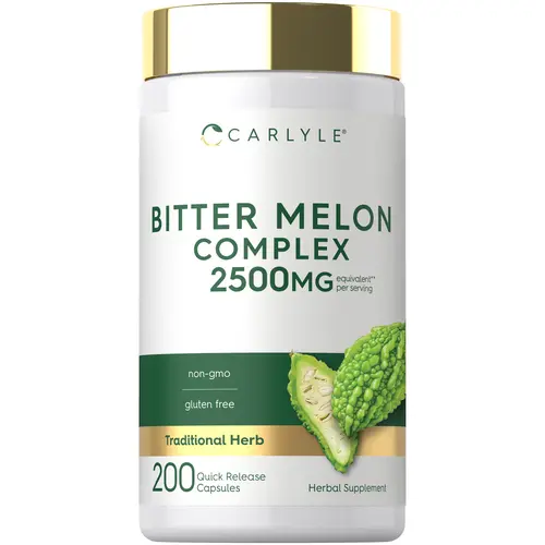 Carlyle Bitter Melon Capsules 2500 mg - 200 Count - Non-GMO & Gluten Free Extract - Complex Supplement