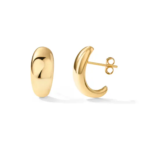 PAVOI 14K Gold Plated Sterling Silver Post Dome Huggie Hoop Earrings for Women