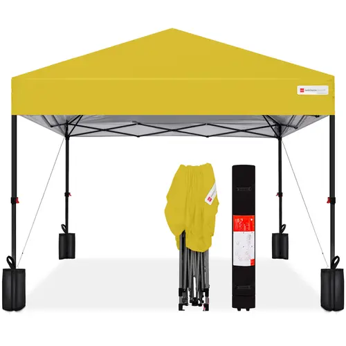 Best Choice Products 12x12ft Easy Setup Pop Up Canopy w/ 1-Button Setup, Wheeled Case, 4 Weight Bags - Hot Pink