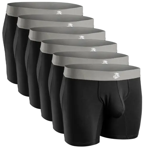Modal 7in Boxer Briefs No Fly 6pk Black Soft Breathable Medium Menswear Fabric Cotton Overall Day Basketball Personalized Short Spandex Regular Fit Underwear