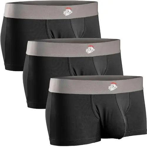 Men's Bundled 3-Pack No Fly 3in Boxer Briefs - Plain, Soft, Breathable, Modal-Spandex-Nylon-Cotton Blend Fabric, Medium, Day Wear, Bundled Men's Boxer Briefs