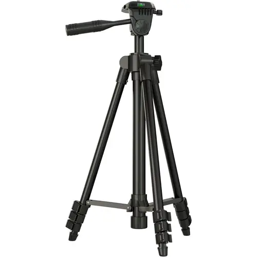 Laser Level Tripod Phone Stand 51-Inch Aluminum Lightweight with 1/4" Screw Mount Bubble Level Carry Bag Included Matte Black Photography Equipment Selfie Camera Smartphone