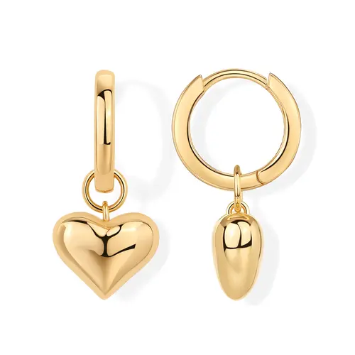 PAVOI 14K Gold Plated Sterling Silver Posts Charm Huggie Earrings for Women - Lightweight Love Heart Moon Flower Star Drop Dangle Huggie Charm Earring