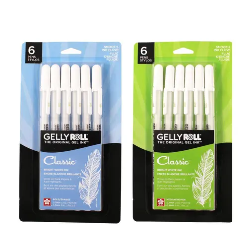 SAKURA Gelly Roll Classic Series Gel Ink Pen Set - 12-Pack, Classic White Gel Ink, Medium-Bold Tips, Chemical Proof, Smooth Flow, Archival, Office Writing Stationery for Professionals, Checks