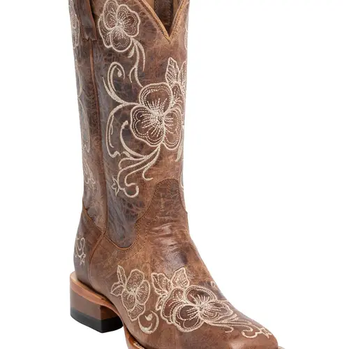 Shyanne Women's Lasy Floral Embroidered Western Boot Broad Square Toe - Bbshysp20l4