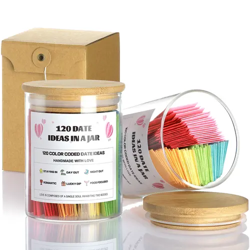 120 Color-Coded Date Ideas Jar - Budget-Friendly Unique Birthday Gifts, Wedding Souvenirs, Gift Bags, Jar Charm Party Favors for Couples, Bridal Shower Newlyweds Present