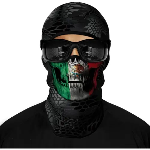 3D Balaclava Face Cover - Quick Dry Tactical Hood for Adults, Female Biking, Skiing, Halloween Ghost Skull Design Full Face Headwear