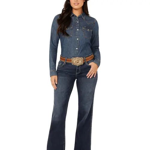 Shyanne Women's Women'S Tess Mid Rise Trouser Performance Stretch Denim - Srfa23j22-Mdw