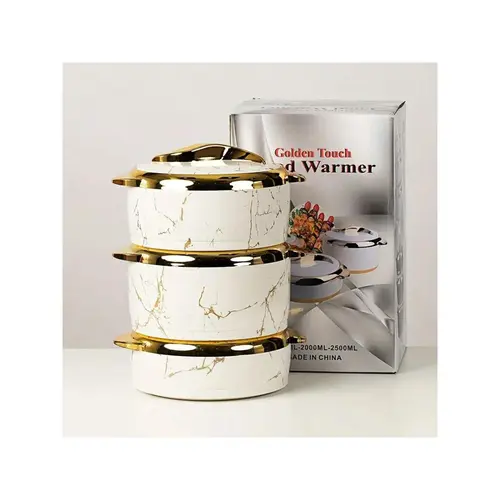 [LINE]3pcs, Golden Touch Food Warmer, Thermal Casserole Dish Set With Lids, Insulated Stainless Steel Container For Hot & Cold Food, Serving Bowl For Buffets, Hot Pot Sets Food Warmer, Hot Pot Food Warmer Set, Tableware Casseroles Set, For Office