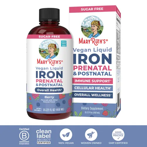 MaryRuth's Prenatal & Postnatal Liquid Iron - Liquid Iron Supplement for Pregnant & Lactating - Immune Support - Sugar Free - Vegan - 15.22 Fl Oz - HSA/FSA Eligible
