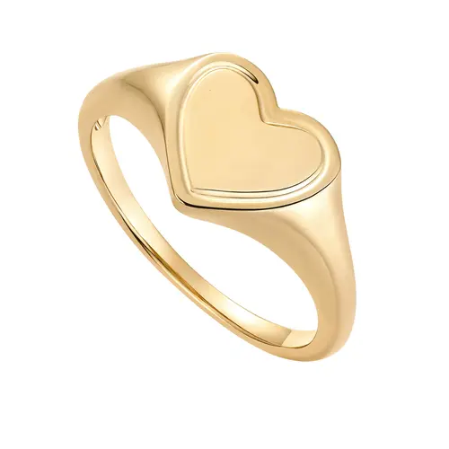 PAVOI 14K Gold Plated Heart Signet Ring for Women - Chunky Love Statement Stackable Band - Friendship Rings