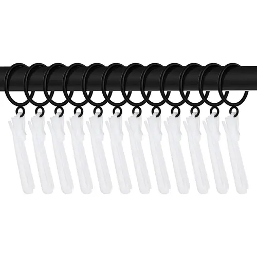 INOVADAY 24pcs Height Adjustable Hook Curtain Rings - 1.5in Internal Diameter Metal Drapery Rings with Eyelet, Plastic Ratchet System, 3.2in Hook Reach, Heavy Drape Ready, Ratchet Pleat Hold for Windows/Doors, Easy Installation