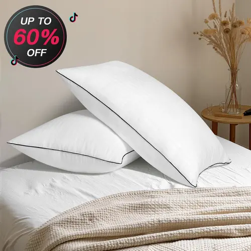 [DealsforYouDays]WeCharmer Pillows Set of 2, Bed Pillows for Sleeping, Gusseted Pillow for Back, Stomach or Side Sleepers(Pure White) Springtok Outdoorfun Memory Foam Cushion Hybrid Memory Foam