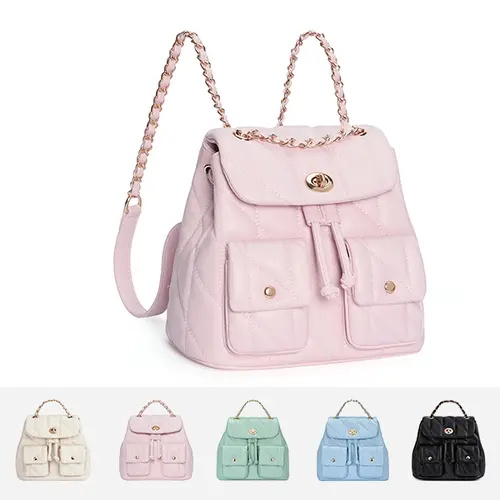CLUCI  Small Backpack Purse for Women,Vegan Leather Backpack for Woman Quilted Bookbag Crossbody Bag Chain Compact