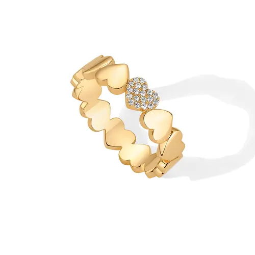 PAVOI 14K Gold Plated Heart Stackable Rings for Women - Love Valentines Statement Chunky Signet Ring Band - Friendship Rings