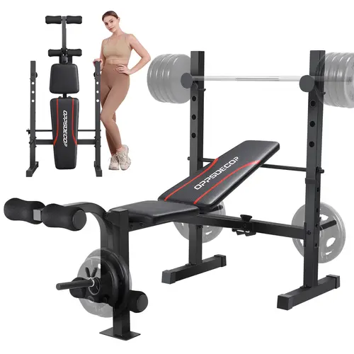 OppsDecor 600LBS Adjustable Weight Bench Set - Unisex Squat Rack, Leg Extension, Bench Press, Folding Multifunctional Fitness Equipment for Teens, Fitness Enthusiasts, Easy Assembly, Fit at Home Full Body Resistance Training, SummerWins