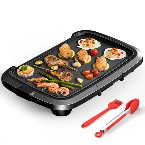 AORAN KITCHEN Indoor Smokeless Electric Flat Top Griddle - 10''×20'' Family-Size Universal Fry Griddle, 5 Adjustable Temperatures, Smooth Non-Stick Surface for Easy Cleaning, Ideal for Dorm Meals & Date Night