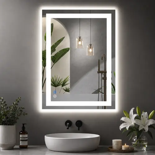 【Summer Sale】LED Lighted Bathroom Vanity Mirror for Wall, Backlit Mirror Bathroom with Double Front and Back Lights, Anti-Fog, Shatter-Proof, Dimmable, Tempered Glass, Memory Function, Bathroom Mirrors For Vanity
