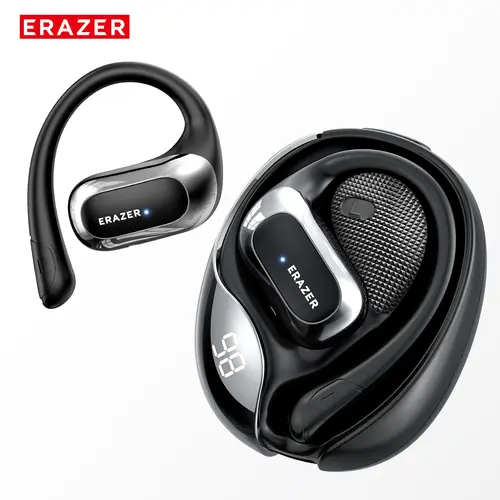 ERAZER X5 Open-Ear OWS Wireless Headset Audio - Ear Hook Design, Headphone, HD Mic, Power Digital Display, 24H Playtime, Bluetooth 5.4, Low Latency Gaming Mode, Hands-Free, Cellphones Compatible Sports Earbuds