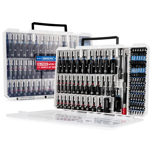 Magnetic Impact Nut Driver Set, 80pc or 41pc, Metric & SAE with Socket Adapters, Bit Holder, Wing Nut Driver, Universal Sockets, Quick Release Extension, Power Bits toolbox Multifunctional Screwdriver Switchable Screwdriver Shape