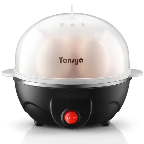 Yonsya Electric Egg Boiler - 7-Capacity Auto Shut-Off Kitchen Food Steamer with Measuring Cup, Egg Piercer, BPA-Free, Ice Cube Maker Function Household Specialty Appliance Egg Cooker Machine Egg Cooker Device