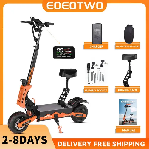 Adult 46 MPH Motorized Scooter, 11'' Off-Road Tires, 5600W Dual Motor, 60V27AH Removable Battery, Adjustable Seat, Dual Suspension Shock Absorbers Electric Scooter for Sports & Outdoor Fitness, Motorized Scooters