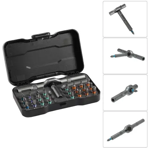 SEESE Ratchet Magetic Screwdriver Set,S2 Steel Precision Screwdriver Set,Household Repair Tool Kit,Detachable T-shaped Ratchet Handle Hardware