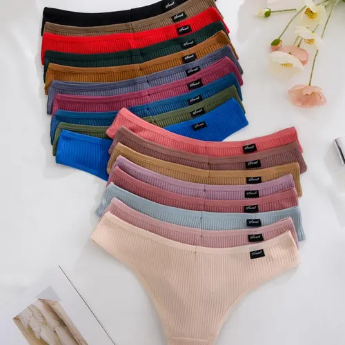 Women's Solid Color Thong, Soft Comfy Breathable Casual Panty for Daily Wear, Women's Casual Style Underwear for All Seasons