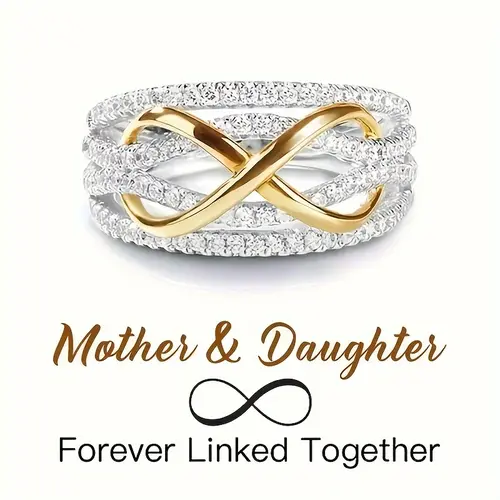 Exquisite Zirconia Inlaid Infinite Love Ring for Women, Elegant Ring for Marriage, Engagement Promise Rings Jewelry Luxurious Shiny Zirconia Ring Wedding Bands