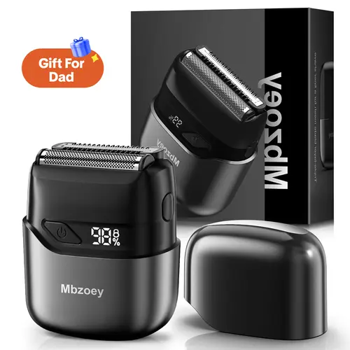 [Summer Sale]Mbzoey Mini Mens Electric Facial Shaver, Compact Foil Groomer with Precision Titanium Blades, IPX7 Waterproof Rechargeable USB Shaver, Wet Dry Use, LED Fast Charging, Travel-Friendly for Smooth Shaves, Mens Gifts for Father's Day