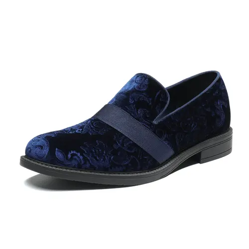 【BRUNO MARC Anniversary】 Men's Stylish Velvet Flat Closed-Toe Loafers - Classic Chic Cushioned Sole Comfortable Tuxedo Dress Shoes with Soft PU, Memory Foam Insole, TPR Outsole for Stability