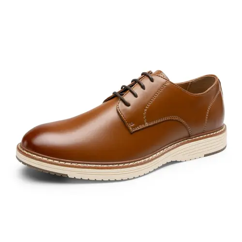 【BRUNO MARC Anniversary】 Men's Low Cut Derby Oxfords (Derby Design) - Lace-Up Vegan Leather Shoes with Shock-Absorbing Cushioned Insole, Quick Rebound Thermoplastic Elastomers (TPR) Business Casual Men's Footwear