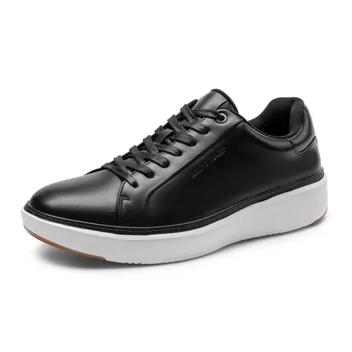 【BRUNO MARC Anniversary】 Men's Low-Top Lace-Up Minimalist Synthetic PU Leather Casual Sneakers - Round Toe, 1.57-inch Chunky Sole Adds Stability, Lightweight Arch Support, for Walking, Sports