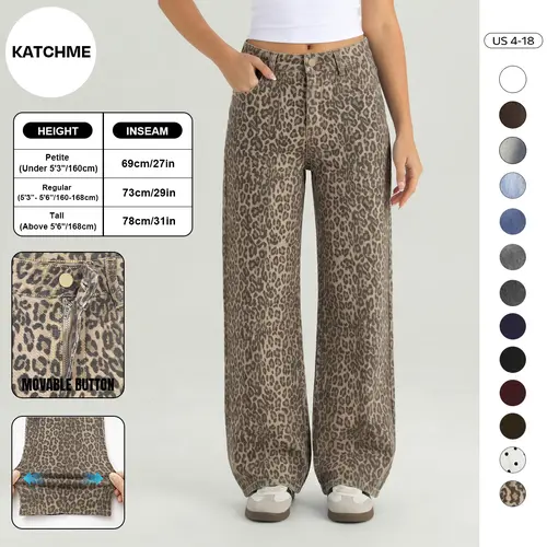 Katch Me Chic Women's Versatile High Waist Durable Denim Wide Leg Jeans, Multi-Pocket Stretchy Soft Pants, Wrinkle-Resistant Relaxed Fit Denim Trousers, Casual Chic Streetwear #TikTokMadeMeBuyIt #DenimJeans #WideLegPants