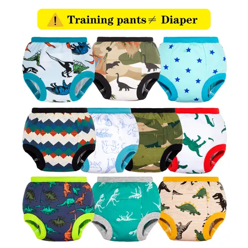 Big Elephant 10-Pack Toddler Potty Training Pants for Boys & Girls - Soft Breathable Underwear with Elastic Waistband, Ideal for Day-to-Day Potty Training (1t-9y), Learning Fun, Playful Prints, Soft Cotton