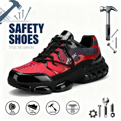 ARISIC Steel Toe Shoes - Lightweight Unisex Industrial Work & Safety Footwear, Durable Puncture-Resistant Sole Work Shoes