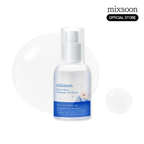 [mixsoon Official Shop] Glacier Water Hyaluronic Acid Serum - 1.01 fl.oz/30ml, Non-greasy Hydrating Moisturizer, Korean Face Care Product for Dry Skin, Selfcare Glass Skin Boost, Intensive Face Serum