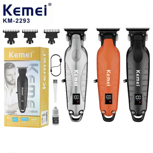 KEMEI 2293 Professional Men's Hair & Beard Trimmers & Clippers, 0-Gapped T-Blade Barber Equipment, Cordless Battery Operated Home Haircut Tool, Facial Management Hair Trimmers & Clippers (Black Friday)