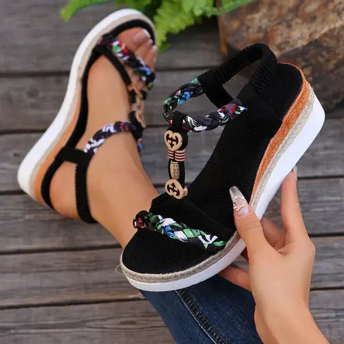 Women's Fashionable Comfy Sandals, Casual Boho Style Sandals for Summer, Lightweight Breathable Comfortable Daily Wear Footwear, Trending Elevated Sandals