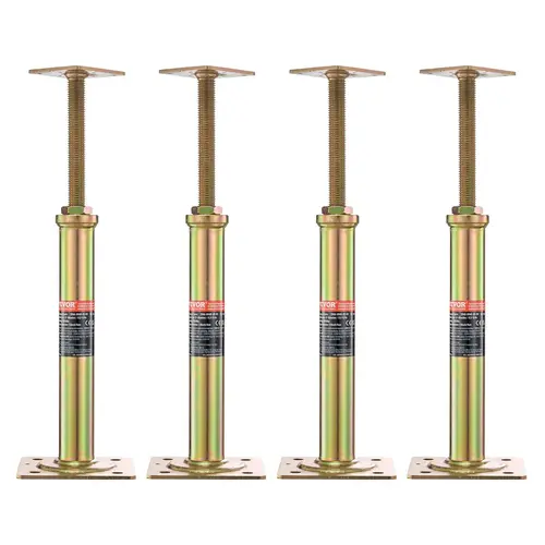 【toolupgrade】VEVOR 4PCS Adjustable Gold Q235 Steel Floor Jack Posts with Base Plates, 11.6"-16" Height Range, Bed Frame & Weak Floor Support, Load Bearing Lift (Father's Day Gift)