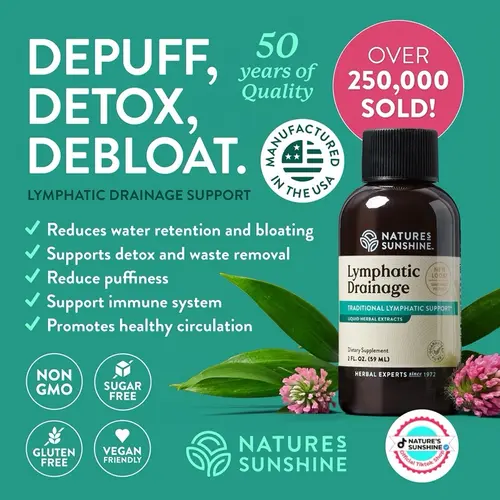 Nature's Sunshine Lymphatic Drainage Support Supplement - Herbal Extracts for Detoxification, Reduces Puffiness & Bloating, Supports Lymph Flow
