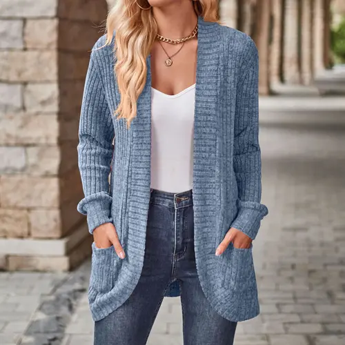 Women's Cardigans Lightweight Casual Lightweight Open Front Cardigan Long Sleeve Sweaters with Pockets Springfresh Summer Vibes