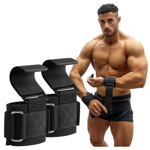 leikefitness High-Quality Steel Hook Sports Training Straps, Thick Wrist Support, Adjustable Velcro, Non-Slip Grip, Workout Accessories, Lifting Strap Hand Strengtheners for Weightlifting, Deadlifts