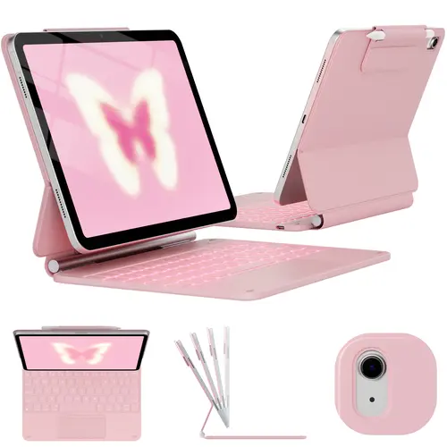 Typecase Edge Vegan Leather Tablet Keyboard Case for iPad 11th (A16, 2025) & 10th Gen 10.9in (2022) - Magnetic, Multi-Touch Trackpad, Multi-Color Backlight, Pencil Holder, Slim, Lightweight, Tablet PC Accessories (No iPad Included, Manual for Cafe Use)