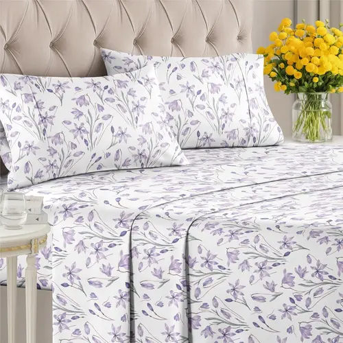 CGK | Bloom Collection Sheet Set – Ultra Soft with Deep Pockets, Wrinkle-Free, Stylish Flower Prints Bed Linens