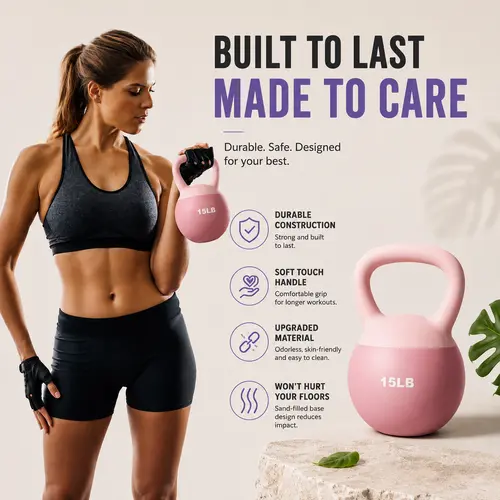LEKARO Soft Kettlebell - Unisex Anti-Slip Grip Weights with Training Gloves, Stable Resistance Training Exercise Equipment for Home Gym Strength Sets